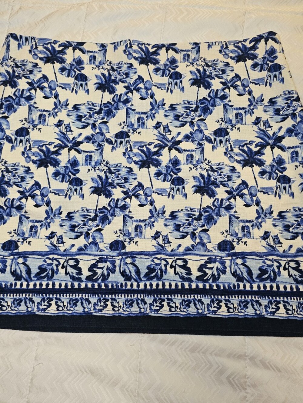 LOFT blue and white tropical print skirt sz 14